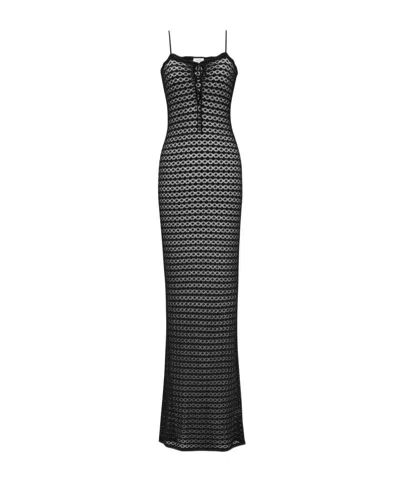 SAINT LAURENT SAINT LAURENT OPENWORK POINTELLE KNIT MAXI DRESS