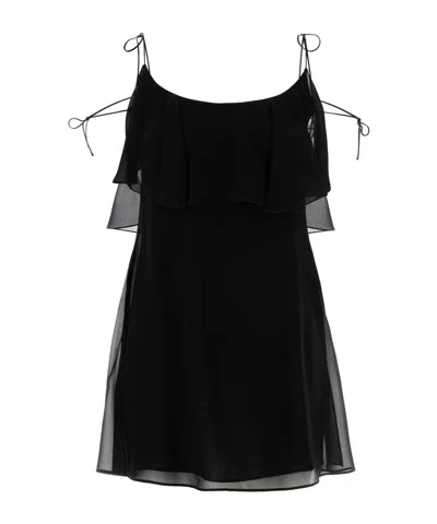 SAINT LAURENT SAINT LAURENT ROBE RUFFLED SLEEVELESS DRESS