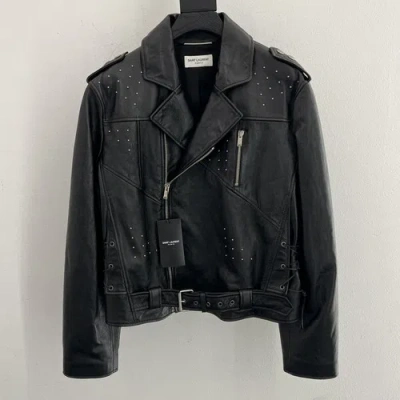 SAINT LAURENT SAINT LAURENT STUDDED LEATHER JACKET IN MEDIUM AND LARGE
