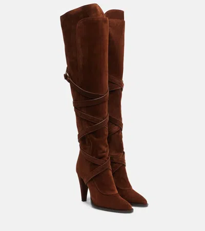 SAINT LAURENT SUEDE KNEE-HIGH BOOTS