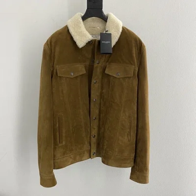 SAINT LAURENT SAINT LAURENT SUEDE SHEARLING TRUCKER JACKET IN SMALL AND MEDIUM