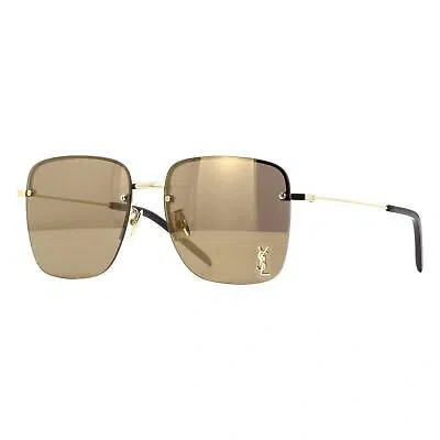 SAINT LAURENT SAINT LAURENT SUNGLASSES SL 312 M 006 GOLD GREY GOLD MIRROR WOMEN YSL LOGO LENS