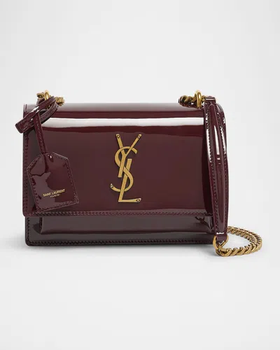SAINT LAURENT SUNSET SMALL YSL CROSSBODY BAG IN PATENT LEATHER