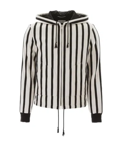 SAINT LAURENT VERTICAL STRIPE ZIPPED JACKET