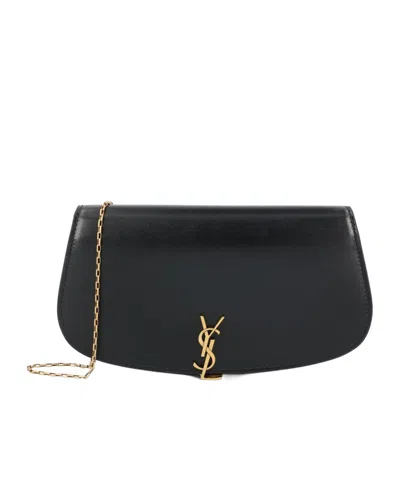 SAINT LAURENT SAINT LAURENT LOGO PLAQUE FOLDOVER TOP SHOULDER BAG