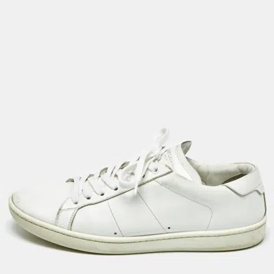 SAINT LAURENT SAINT LAURENT WHITE LEATHER LACE UP SNEAKERS SIZE 40