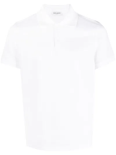 SAINT LAURENT SAINT LAURENT WHITE PIQUET POLO SHIRT