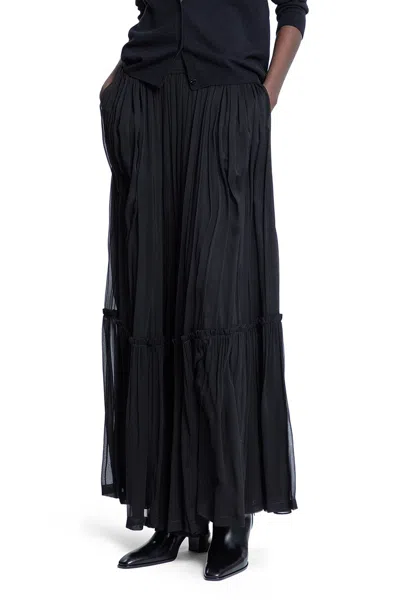 SAINT LAURENT RUFFLED SKIRT IN SILK CRÊPE MUSLIN