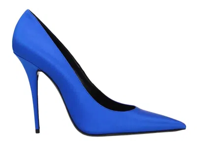 SAINT LAURENT WOMEN'S SAINT LAURENT MARYLIN PUMP SATIN SNEAKERS IN ELECTRIC BLUE