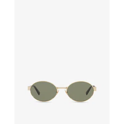 SAINT LAURENT WOMENS GOLD SL692 OVAL-FRAME METAL SUNGLASSES