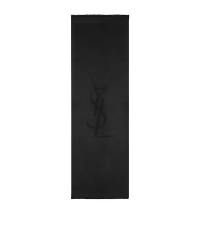 SAINT LAURENT WOOL LOGO SCARF