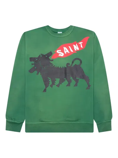 SAINT MXXXXXX THREE-HEADED DOG-PRINT SWEATSHIRT