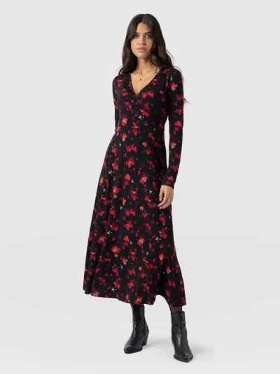 SAINT AND SOFIA SAINT + SOFIA MAGGIE WRAP MIDI DRESS