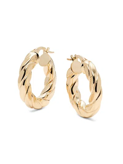 SAKS FIFTH AVENUE MADE IN ITALY WOMEN'S 14K YELLOW GOLD TWSIT HOOP EARRINGS