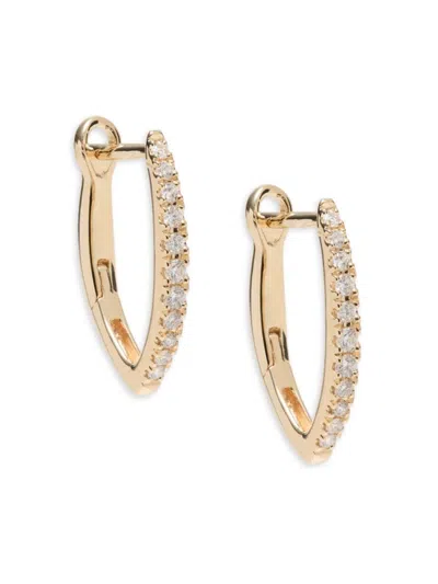 SAKS FIFTH AVENUE WOMEN'S 14K YELLOW GOLD 0.15 TCW DIAMOND HUGGIE EARRINGS