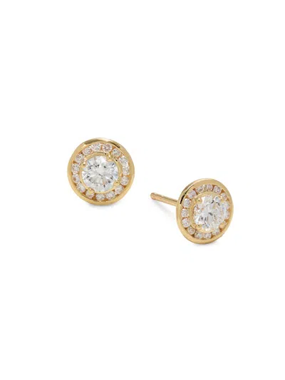 SAKS FIFTH AVENUE WOMEN'S 14K YELLOW GOLD & 0.95 TCW LAB-GROWN DIAMOND HALO STUD EARRINGS