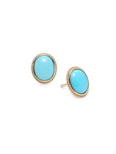 SAKS FIFTH AVENUE WOMEN'S 14K YELLOW GOLD & TURQUOISE OVAL EARRINGS