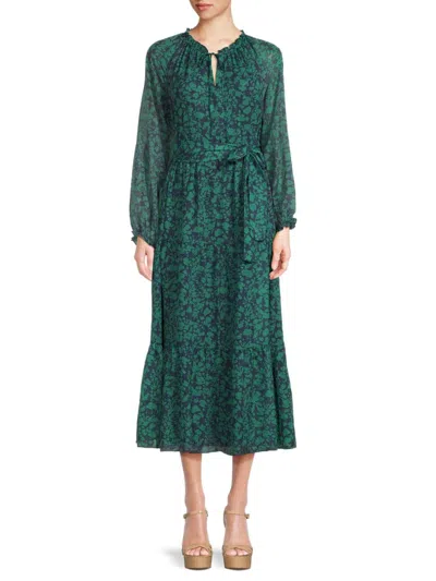 SAKS FIFTH AVENUE WOMEN'S FLORAL BELTED MIDAXI DRESS