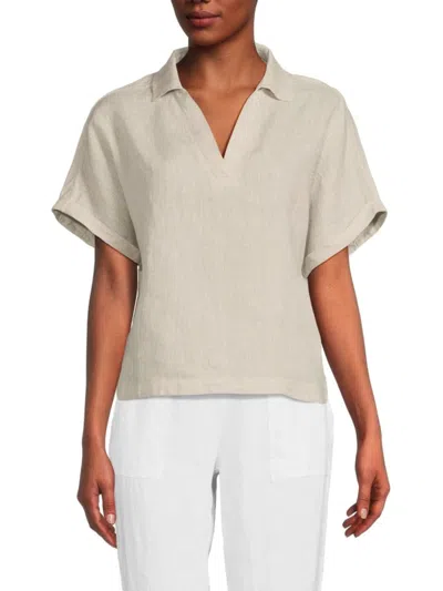 SAKS FIFTH AVENUE WOMEN'S POPOVER 100% LINEN TOP