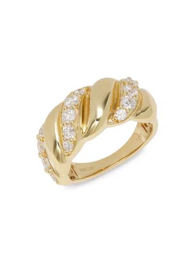 SAKS FIFTH AVENUE WOMEN'S YELLOW GOLDPLATED SILVER & 0.95-1.11 TCW LAB-GROWN DIAMOND BAND RING