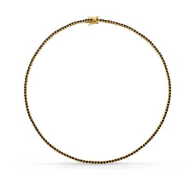 SALLY SKOUFIS WOMEN'S BLACK / GOLD FLIRTATION NECKLACE WITH MAN MADE CZ DIAMOND STIMULANT IN STERLING SILVER & 18K