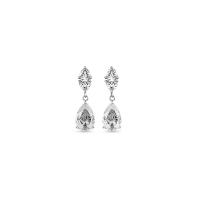 SALLY SKOUFIS WOMEN'S WHITE / SILVER TEMPTATION EARRINGS WITH MAN MADE WHITE CZ DIAMOND STIMULANT IN STERLING SILV