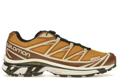 SALOMON MEN'S SALOMON XT6 END PORCINI SNEAKERS IN SUGAR ALMOND/YELLOW/WREN