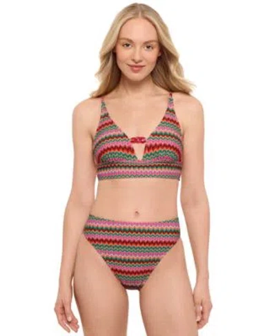 SALT + COVE SALT COVE JUNIORS FRONT TAB MIDKINI TOP HIGH WAIST CHEEKY BOTTOMS EXCLUSIVELY AT MACYS