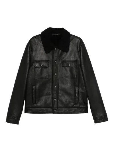 SALVATORE SANTORO FLEECE-LINED LEATHER JACKET