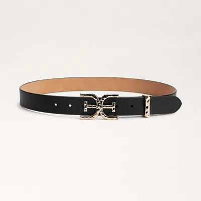 SAM EDELMAN SAM EDELMAN 30MM HAMMERED LOGO BELT BLACK LEATHER
