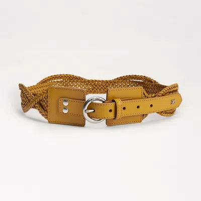SAM EDELMAN SAM EDELMAN 60MM TWIST BRAID BELT MUSTARD LEATHER
