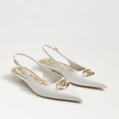 SAM EDELMAN SAM EDELMAN AGGIE SLINGBACK FLAT BRIGHT WHITE LEATHER