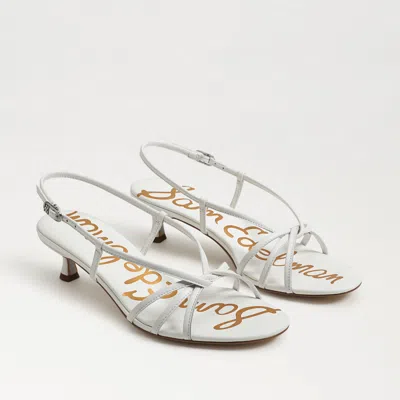 SAM EDELMAN SAM EDELMAN CRESSA STRAPPY KITTEN HEEL SANDAL BRIGHT WHITE LEATHER