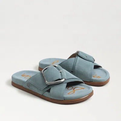 SAM EDELMAN SAM EDELMAN DARLA BUCKLE SLIDE SANDAL COASTAL BLUE SUEDE