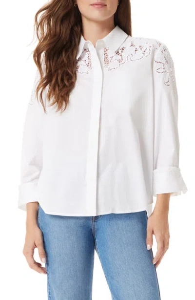 SAM EDELMAN SAM EDELMAN DOREY OVERSIZE LACE INSET COTTON BUTTON-UP SHIRT