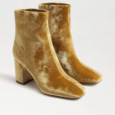 SAM EDELMAN FAWN BOOT WOMEN'S US 5.5 YELLOW SUEDE SQUARE-TOE ANKLE BOOTIE KHD384