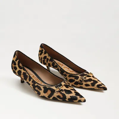 SAM EDELMAN SAM EDELMAN KAYA POINTED TOE KITTEN HEEL PUMP LEOPARD BRAHMA HAIR LEATHER