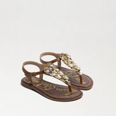 SAM EDELMAN SAM EDELMAN KIDS' GIGI FLOWER GLADIATOR COGNAC