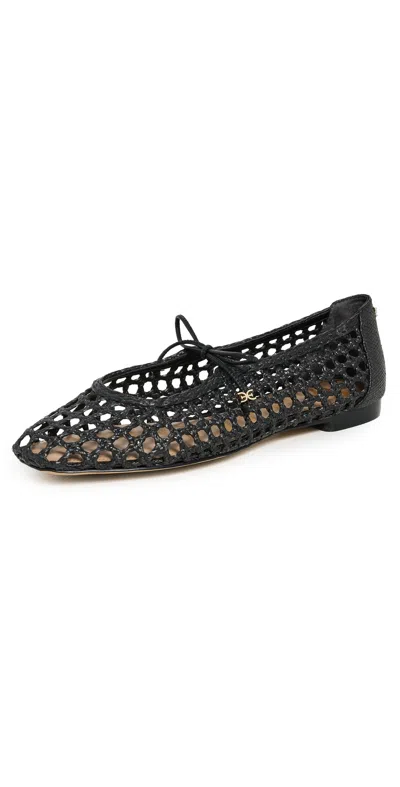SAM EDELMAN MARCIE WOVEN MARY JANE FLATS BLACK