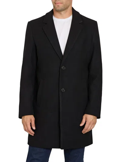 SAM EDELMAN MEN'S SINGLE BREASTED WOOL BLEND OVERCOAT