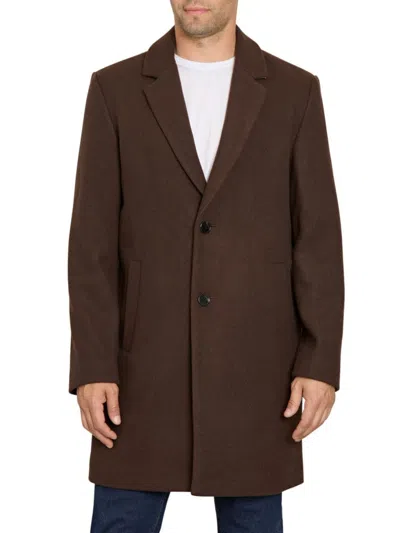 SAM EDELMAN MEN'S SINGLE BREASTED WOOL BLEND OVERCOAT