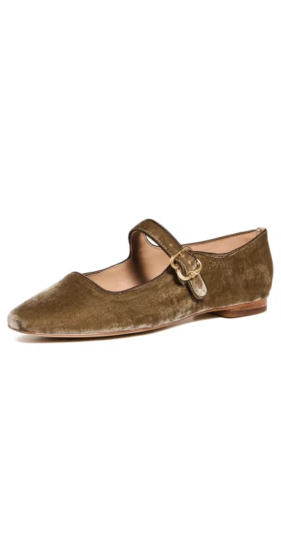 SAM EDELMAN MICHAELA VELVET BALLET FLATS DARK SAGE