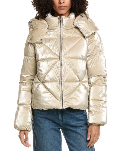 SAM EDELMAN MIXED QUILTED CROPPED PUFFER JACKET