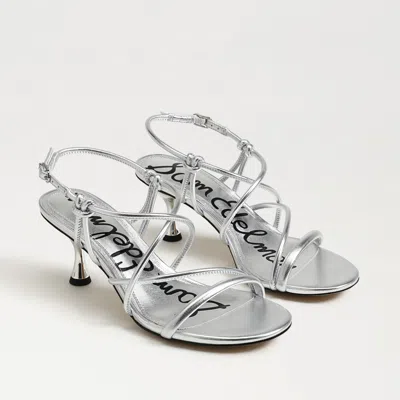 SAM EDELMAN SAM EDELMAN RIANA STRAPY HEEL SANDAL SOFT SILVER FAUX LEATHER