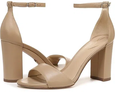 SAM EDELMAN ROBYN SANDALS WOMEN'S 9 BEIGE LEATHER ANKLE STRAP BLOCK HEEL KHD405