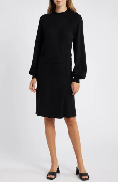 SAM EDELMAN SAM EDELMAN TWO-PIECE LOOK LONG SLEEVE SWEATER DRESS