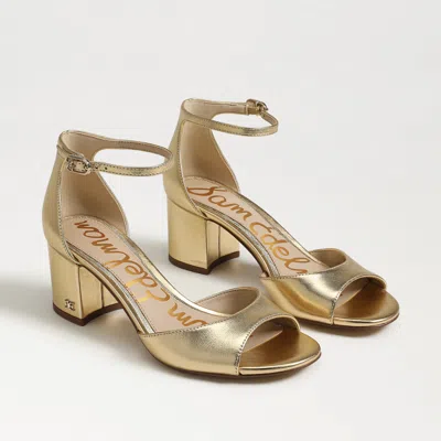 SAM EDELMAN SAM EDELMAN VIOLA BLOCK HEEL SANDAL AMBER GOLD LEATHER