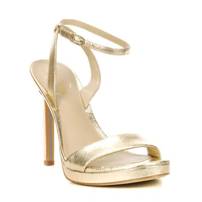 SAM EDELMAN WOMEN'S JADE HEEL PUMP SHOES IN GOLD LEAF LEATHER