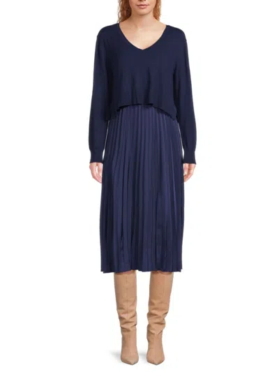 SAM EDELMAN WOMEN'S PLISSÉ MIDI-DRESS WITH SWEATER SET