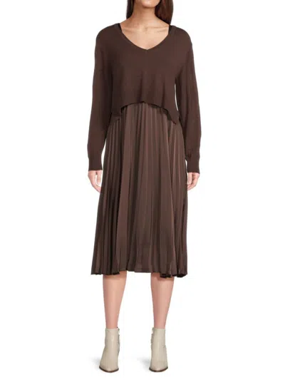 SAM EDELMAN WOMEN'S PLISSÉ MIDI-DRESS WITH SWEATER SET